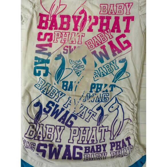 Baby Phat Girl’s Shirt White All Over Print Short Sleeve Crewneck Size Medium - Picture 3 of 5